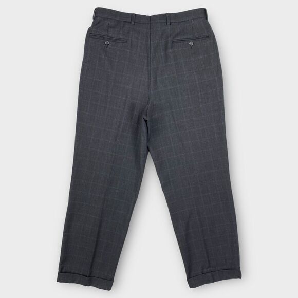 John W Nordstrom Loro Piana Suit Mens 40R 34x29 Windowpane Check Charcoal Wool - Picture 13 of 16